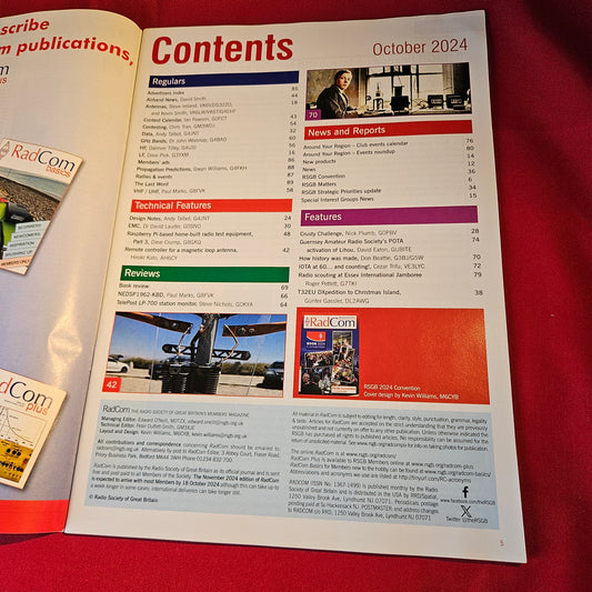 RadCom Magazine October 2024 RSGB Convention Amateur Ham Radio Electronics RSGB SKU 1515