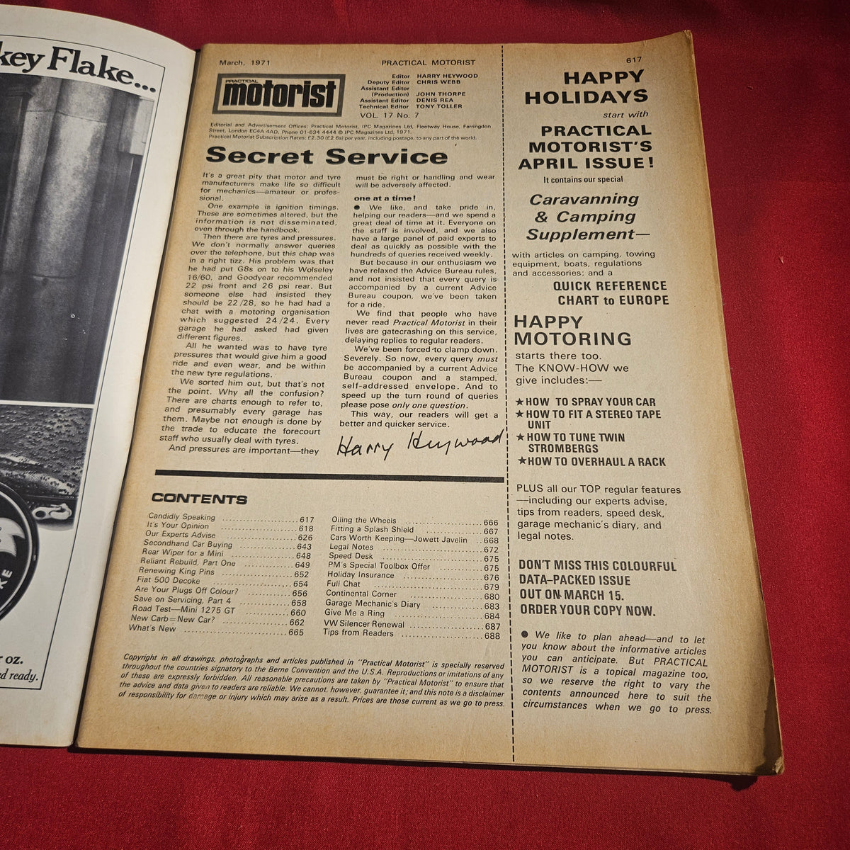 Practical Motorist Magazine March 1971 Reliant Rebuild Fiat 500 Mini Jowett Javelin SKU 1525