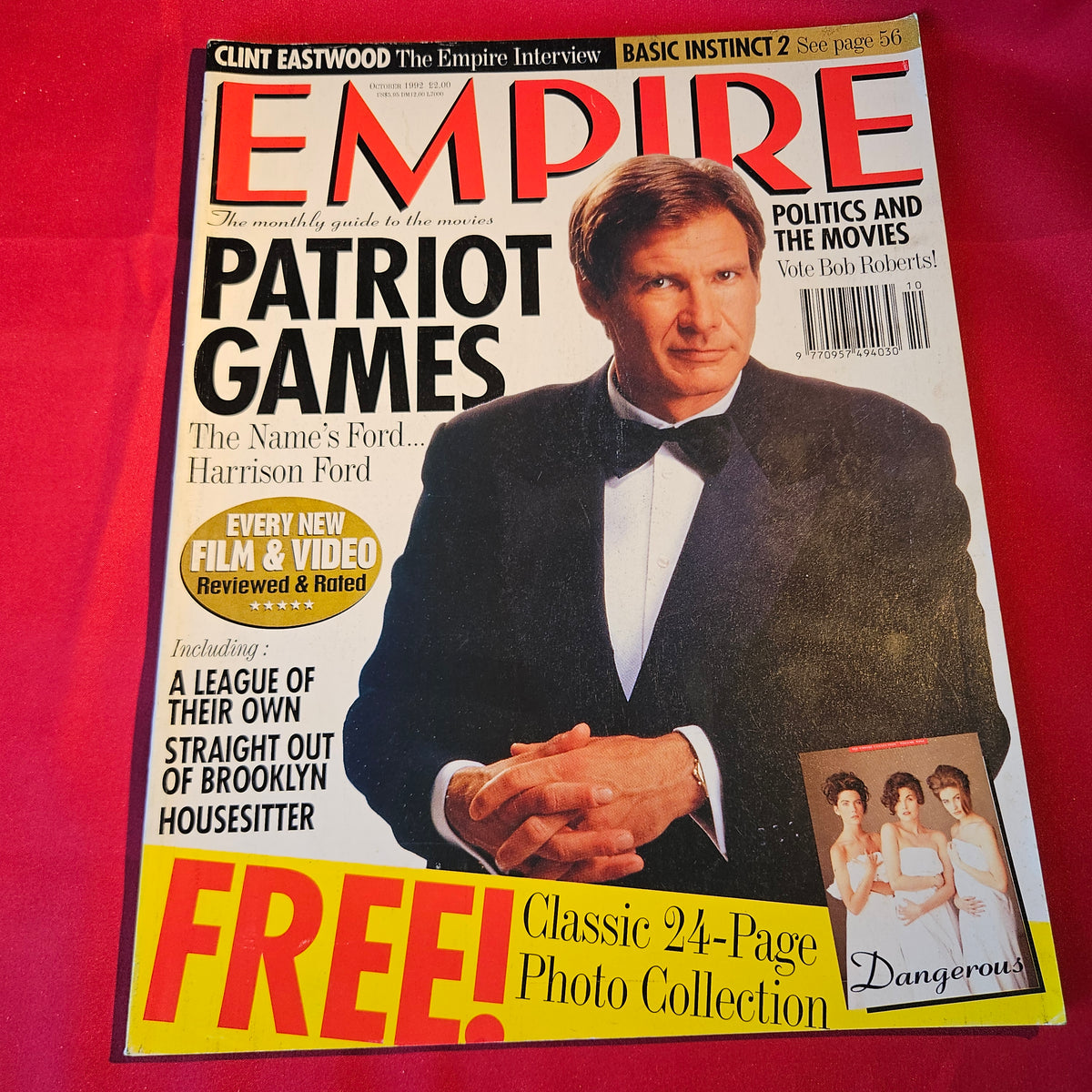 Empire Magazine October 1992 Harrison Ford Patriot Games Clint Eastwood SKU 1539
