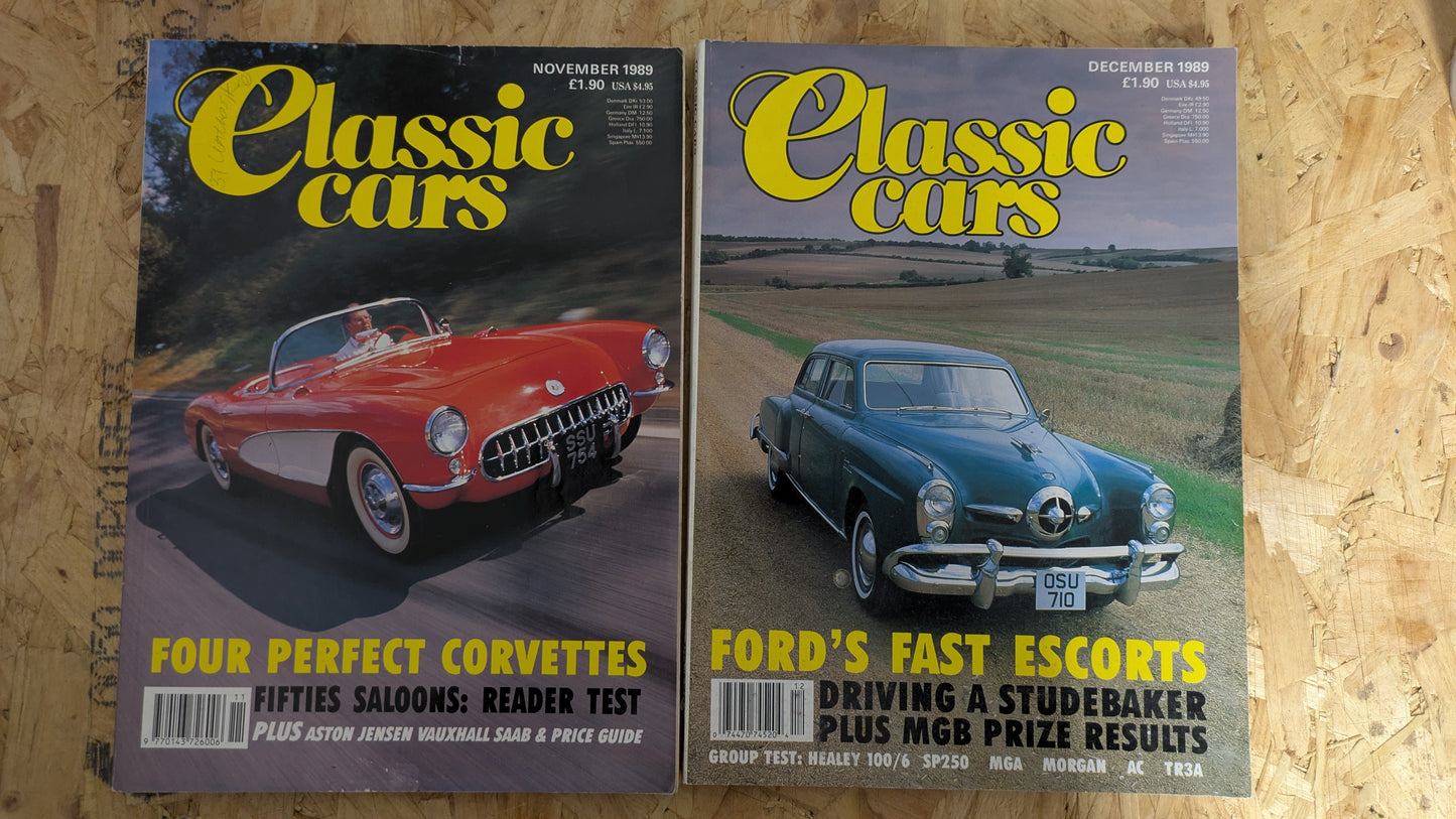 6x Classic Cars Magazines 1989 Bundle/Job Lot (0002) Jaguar XJ-S MGC Maserati Corvette