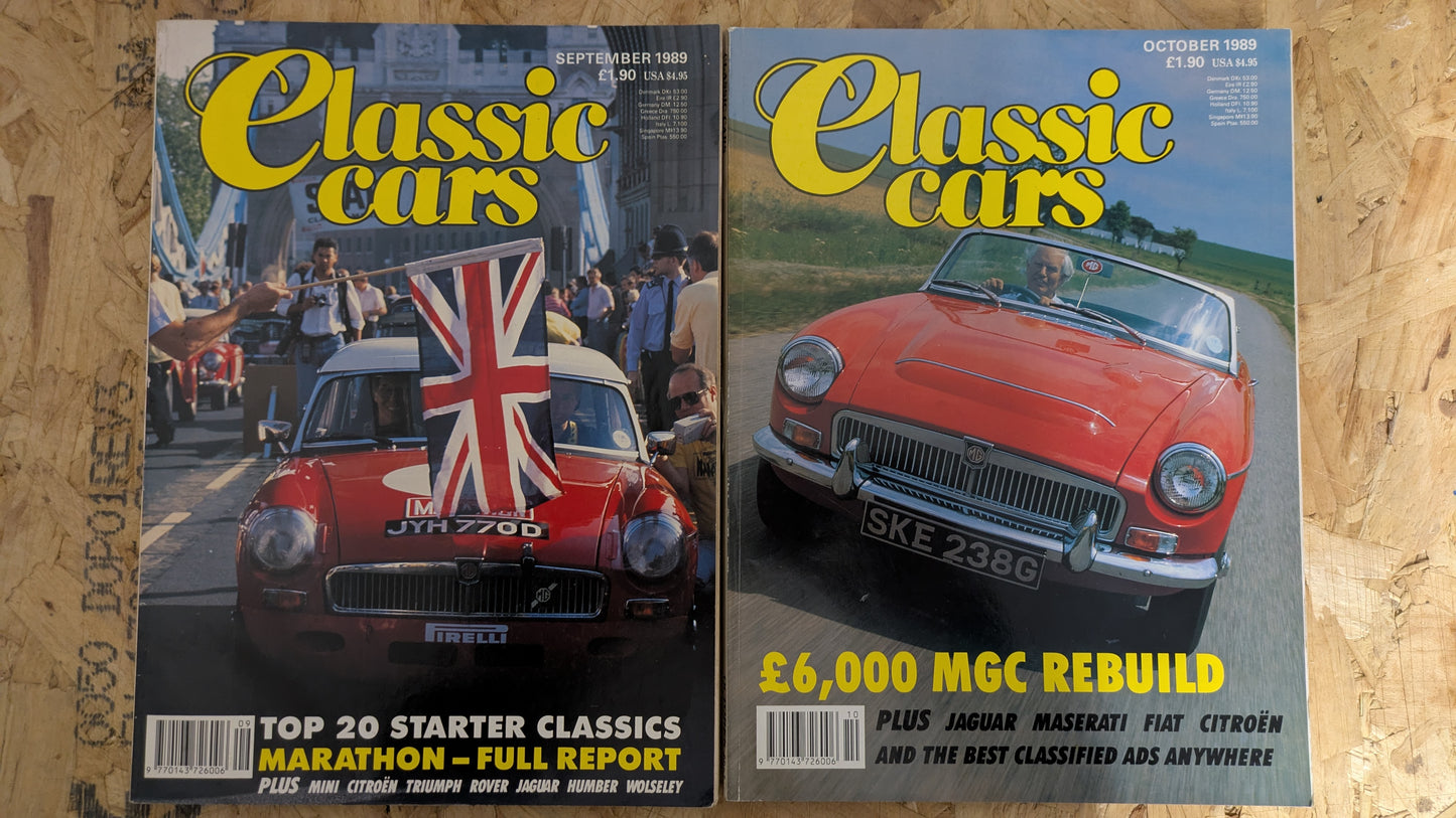 6x Classic Cars Magazines 1989 Bundle/Job Lot (0002) Jaguar XJ-S MGC Maserati Corvette