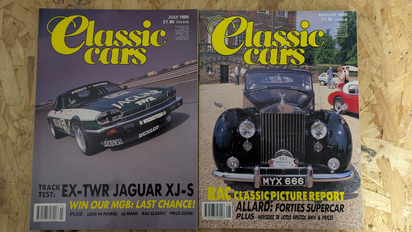 6x Classic Cars Magazines 1989 Bundle/Job Lot (0002) Jaguar XJ-S MGC Maserati Corvette