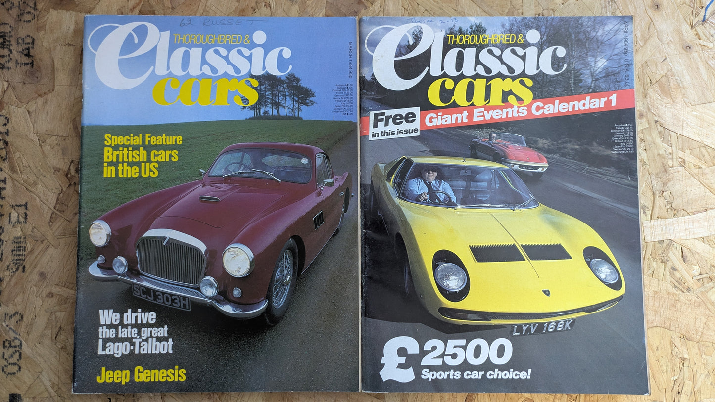 6x Classic Cars Magazines 1984 Bundle/Job Lot (0003) MGA Twin Cam Lago-Talbot Ford T-Bird