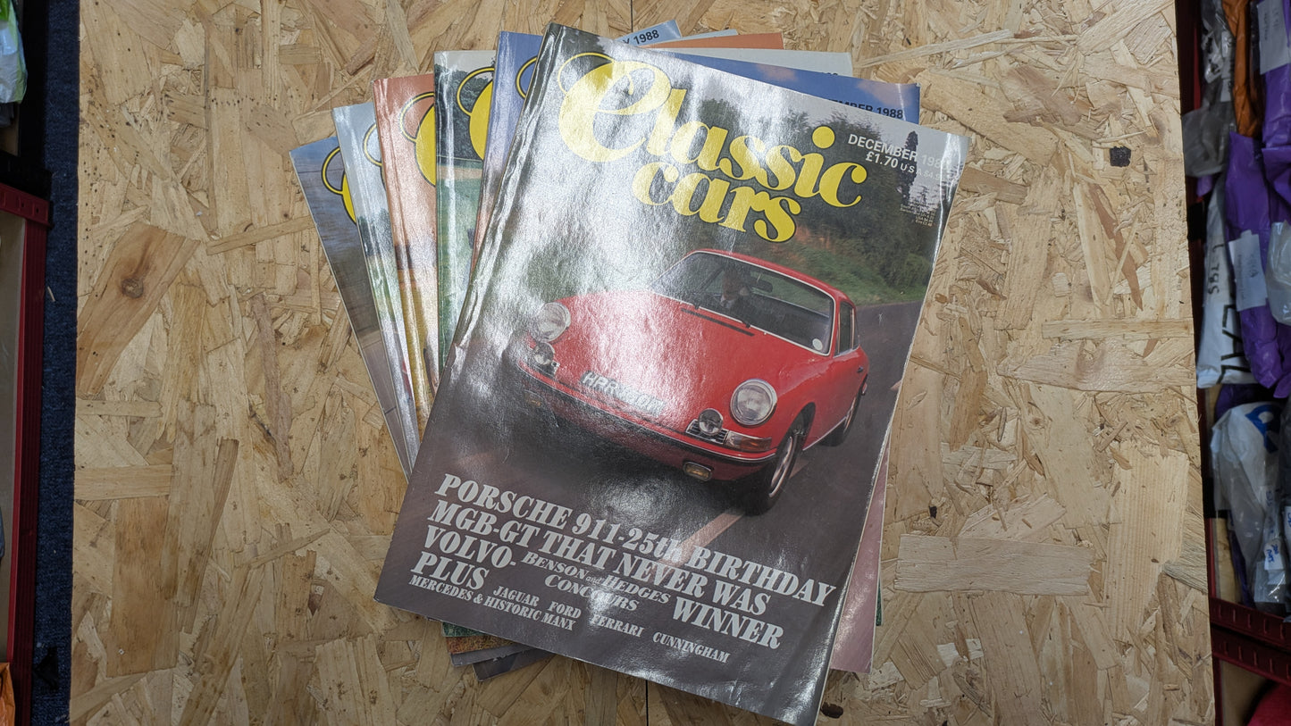 6x Classic Cars Magazines 1988 Bundle/Job Lot (0006) Porsche 911 MGB-GT Ferrari Healey Corvette Tiger