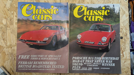 6x Classic Cars Magazines 1988 Bundle/Job Lot (0006) Porsche 911 MGB-GT Ferrari Healey Corvette Tiger
