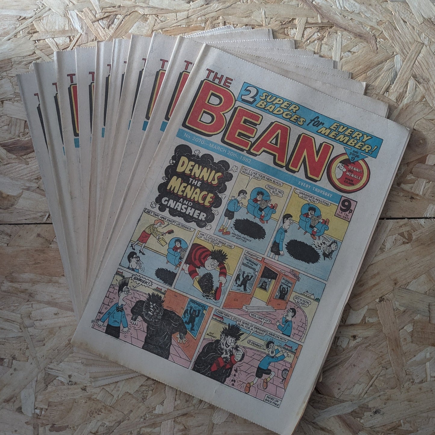 10x Beano Comics/Magazines 2070-2079 1982 Bundle/Job Lot (0013) Dennis the Menace Gnasher