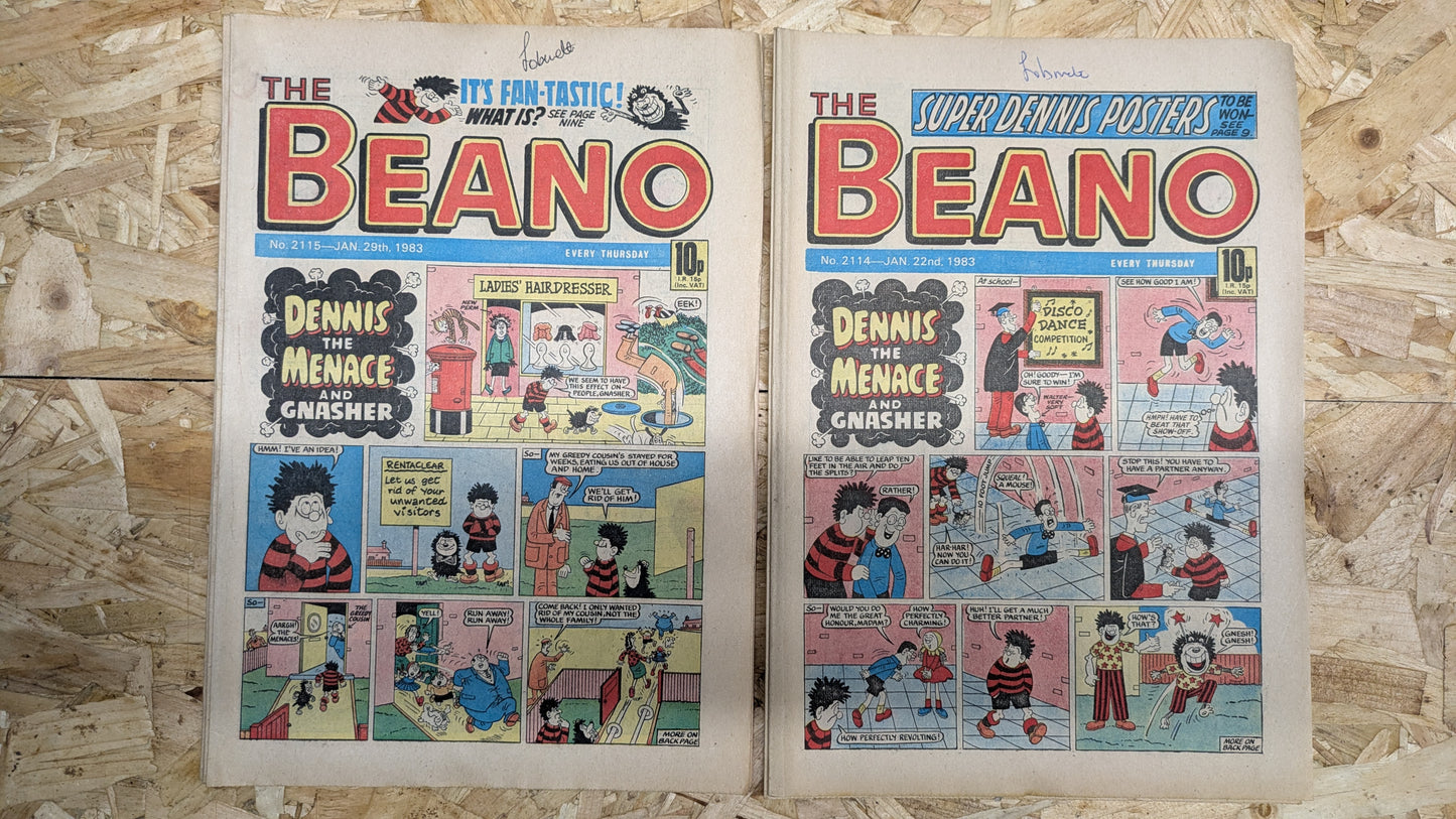 10x Beano Comics/Magazines 1982 No. 2110 > 2119 Bundle/Job Lot (0024) Dennis the Menace and Gnasher (Copy)