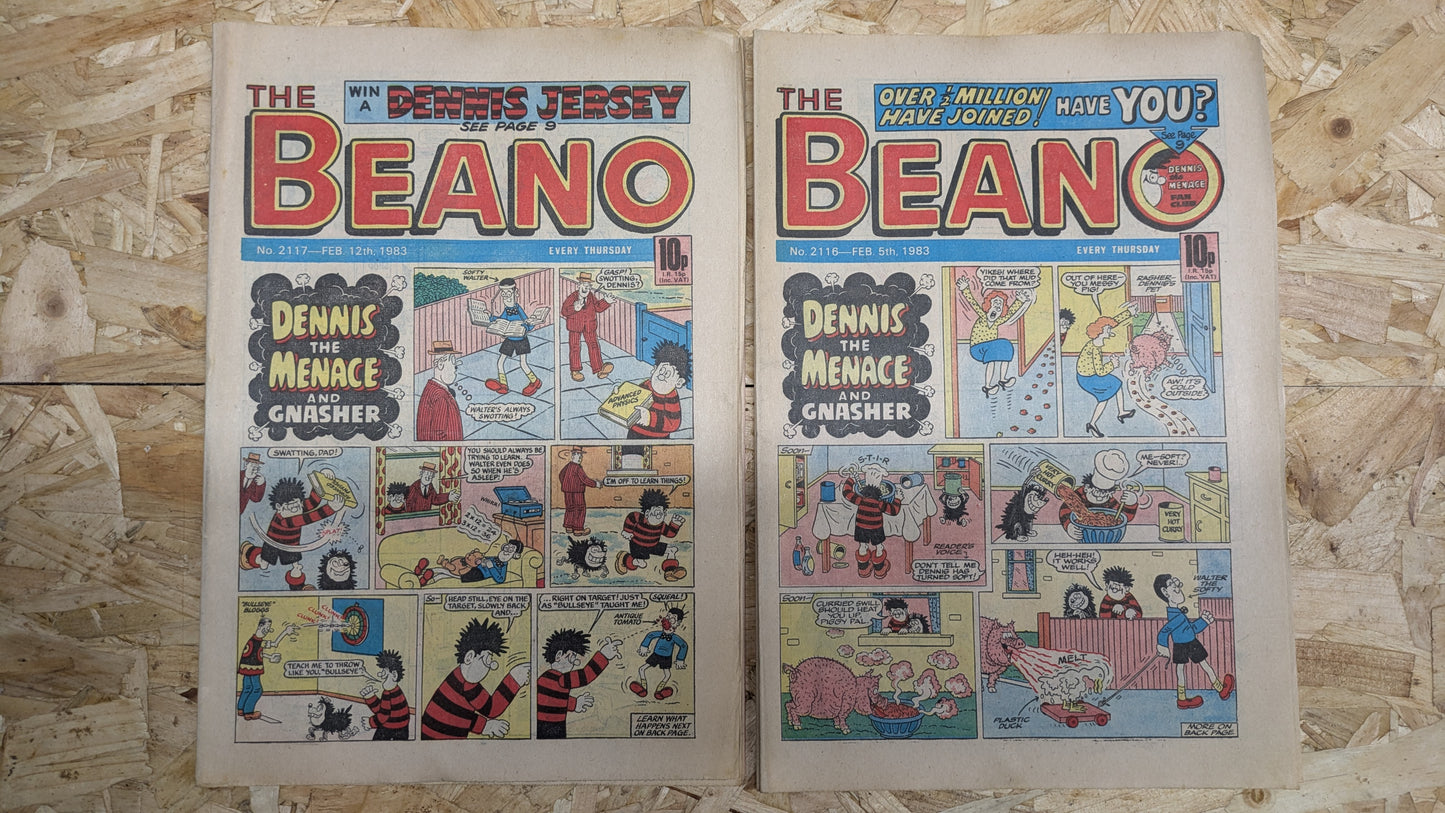 10x Beano Comics/Magazines 1982 No. 2110 > 2119 Bundle/Job Lot (0024) Dennis the Menace and Gnasher (Copy)