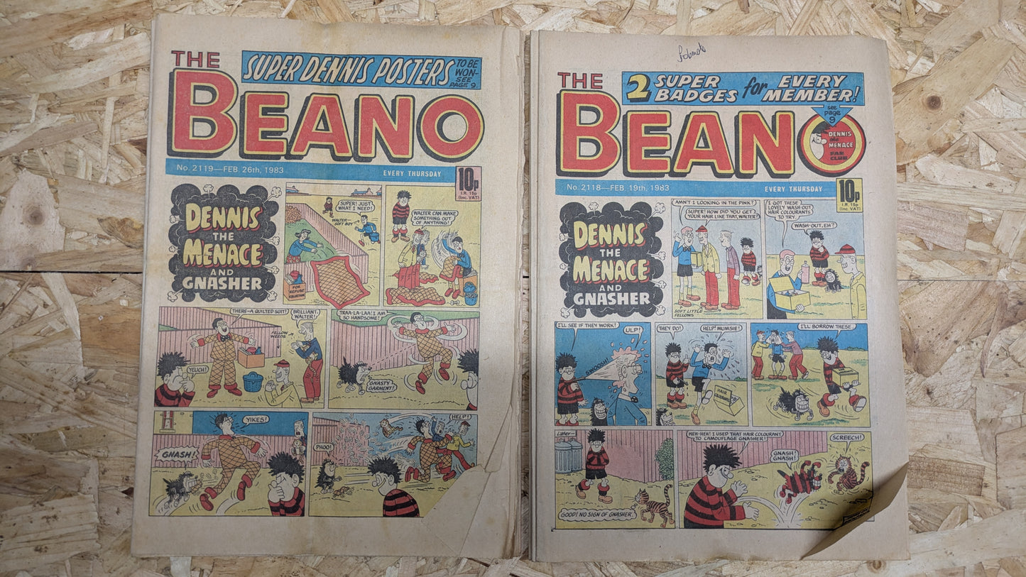 10x Beano Comics/Magazines 1982 No. 2110 > 2119 Bundle/Job Lot (0024) Dennis the Menace and Gnasher (Copy)
