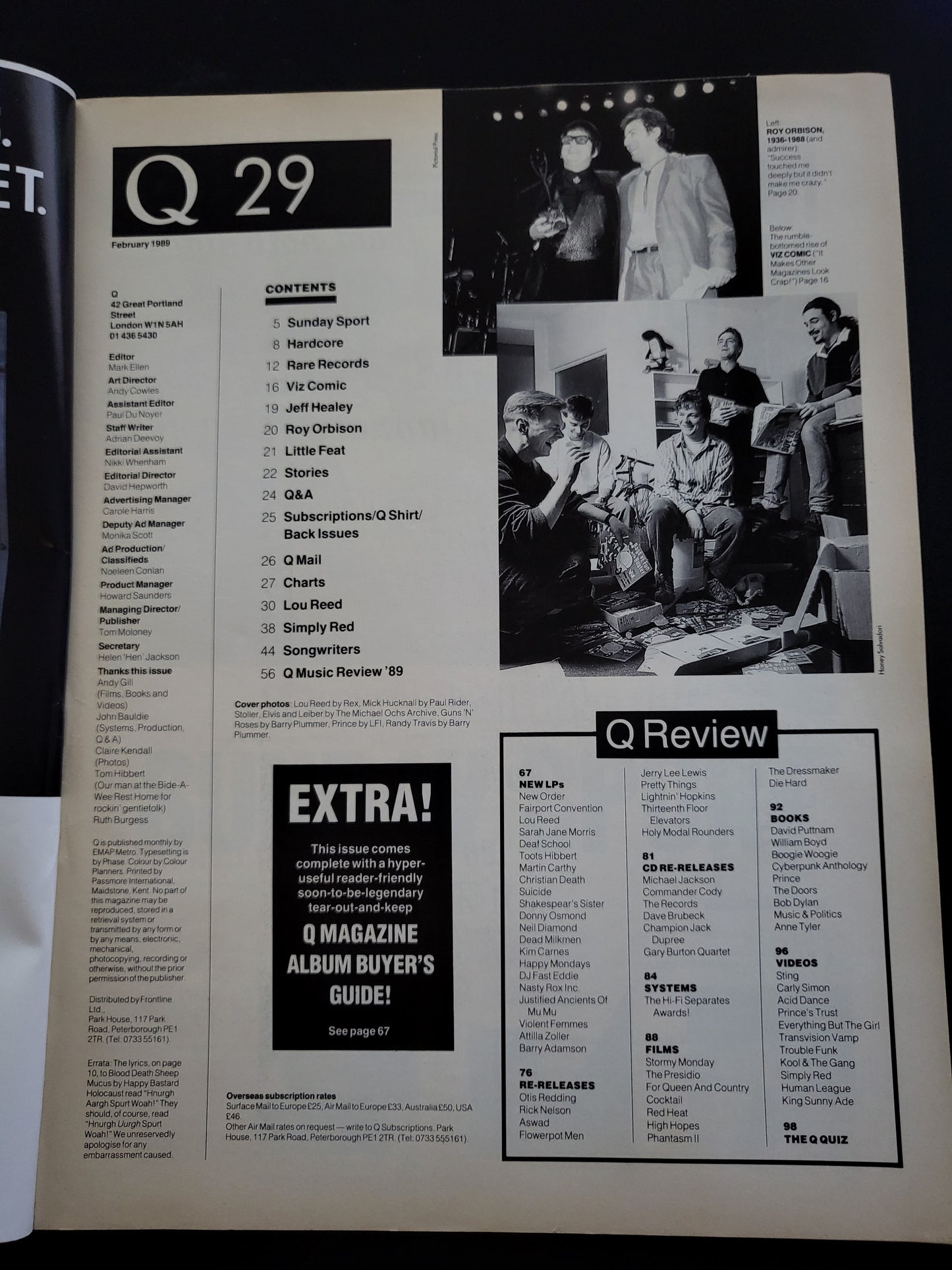 Q Magazine February 1989 409 Issue 29 Lou Reed Simply Red Roy Orbison Viz RARE