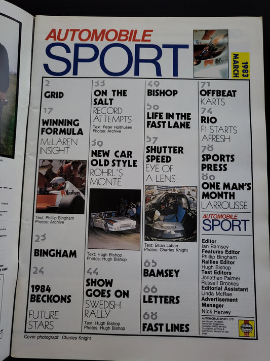 Automobile Sport Magazine March 1983 (412) McLaren Rohrl's Monte