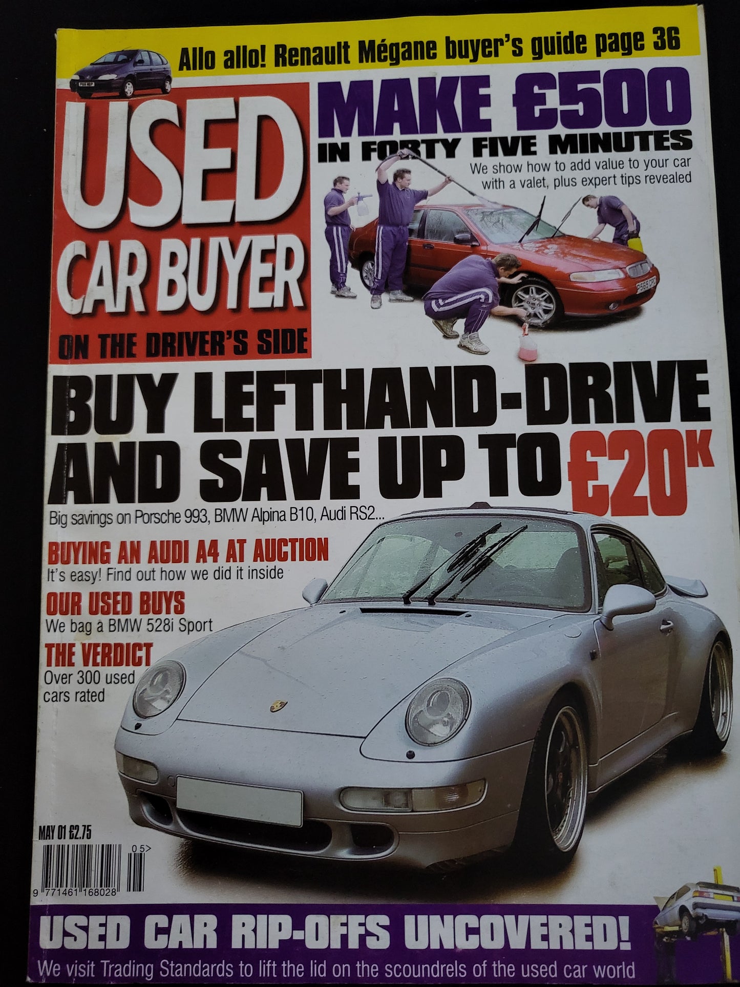 Used Car Buyer May 2001 412 Porsche 993 Audi A4 Renault Megane BMW 528i Alpina B10
