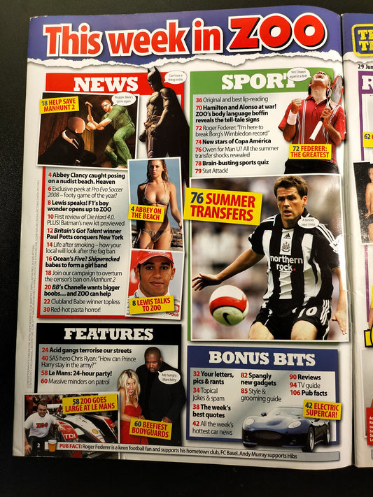 Zoo Magazine 29 June-5 July 2007 (628) Nip Slips Cat Sarah Bianca Lily Paris