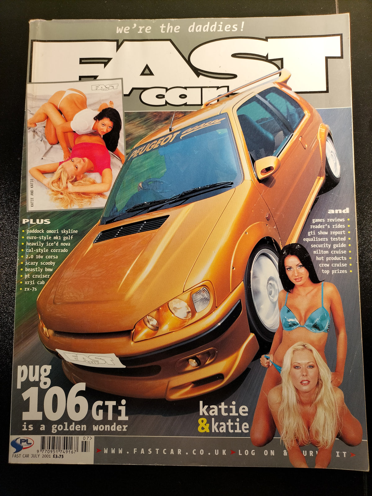 Fast Car Magazine July 2001 Issue 187 Peugeot 106 GTi Katie & Katie SKU 1557