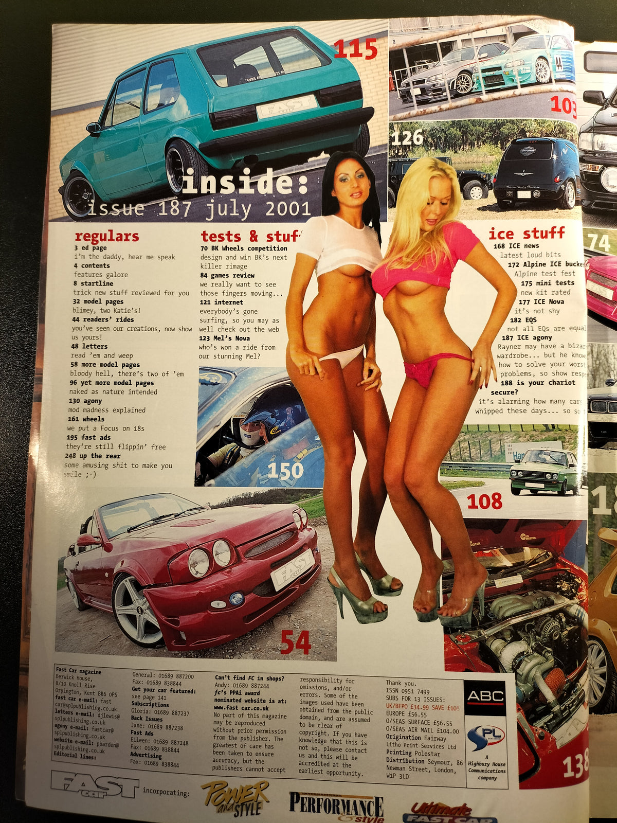 Fast Car Magazine July 2001 Issue 187 Peugeot 106 GTi Katie & Katie SKU 1557