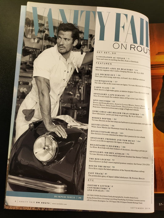 Vanity Fair On Route Sept 2016 636 David Gandy Jaguar XK120 Ferrari 250 GTO RARE