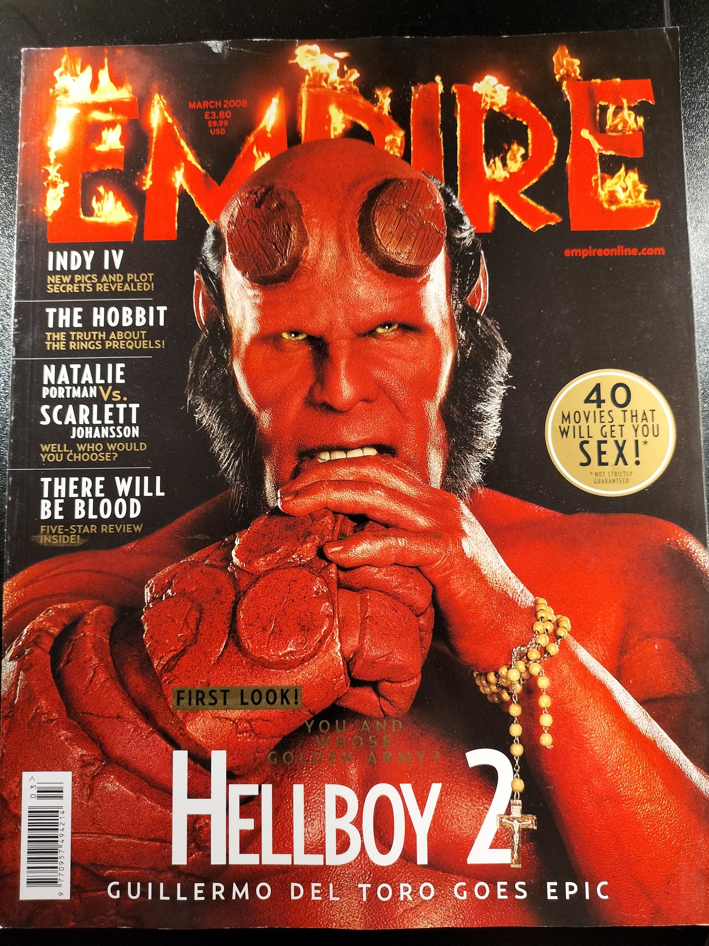 Empire Magazine March 2008 662 Issue 225 Hellboy 2 Indy IV The Hobbit VGC Rare