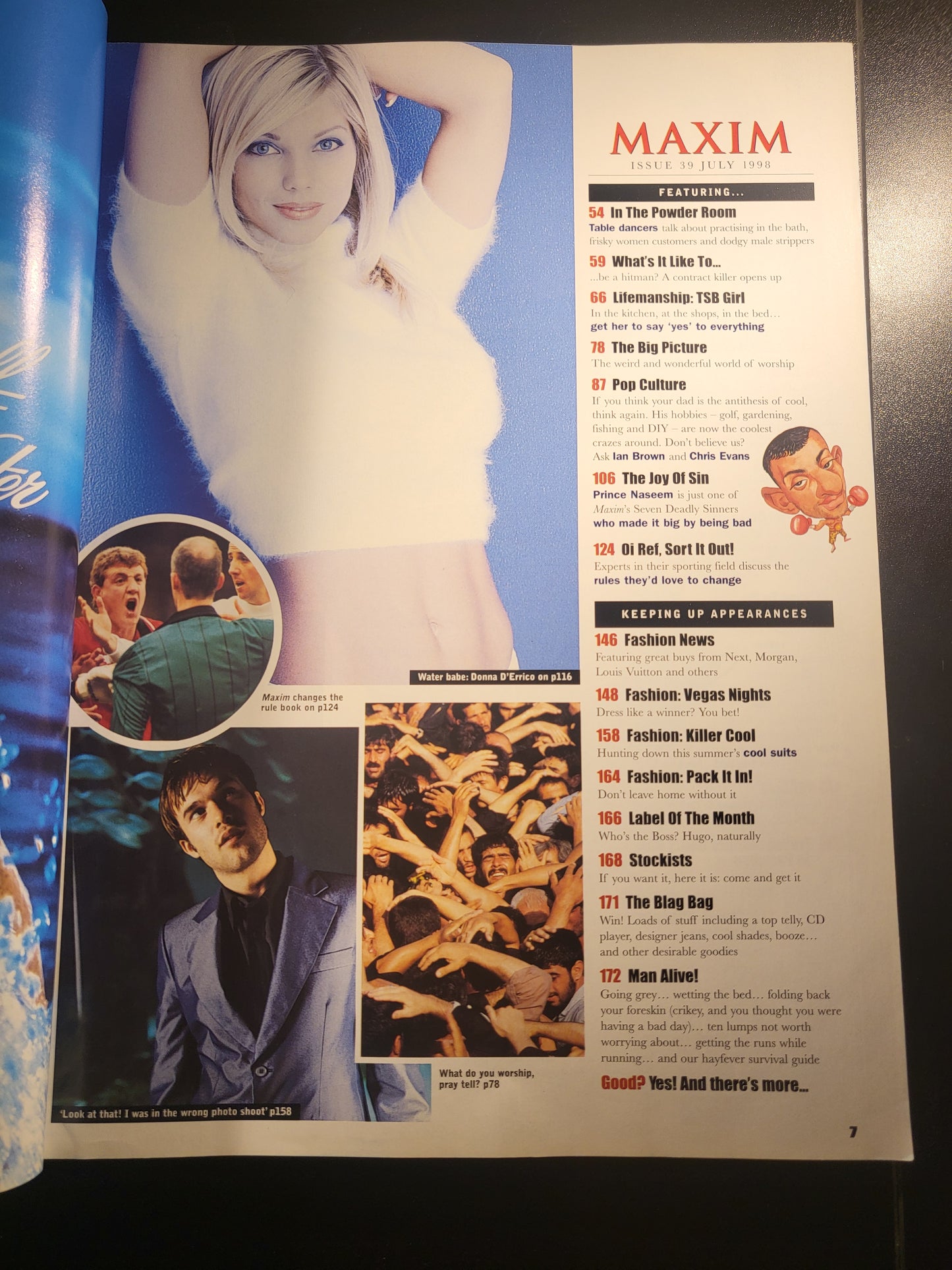 Maxim Magazine July 1998 #39 (676) Donna D'Errico Baywatch Saffron Aldridge Tabl