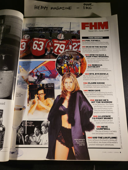 FHM Magazine June 1998 (728)(Rare) Neve Campbell Claire Goose