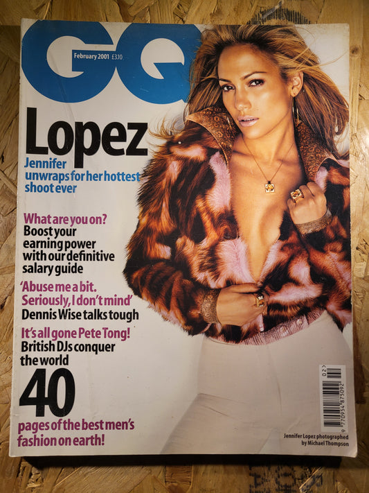 GQ Magazine February 2001 (0879) Jennifer Lopez JLo Cover Kate Moss Dennis Wise