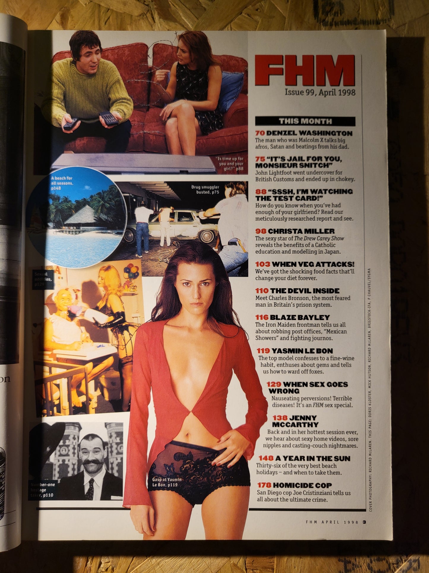 FHM Magazine April 1998 (925) Jenny McCarthy Yasmin Le Bon Christa Miller