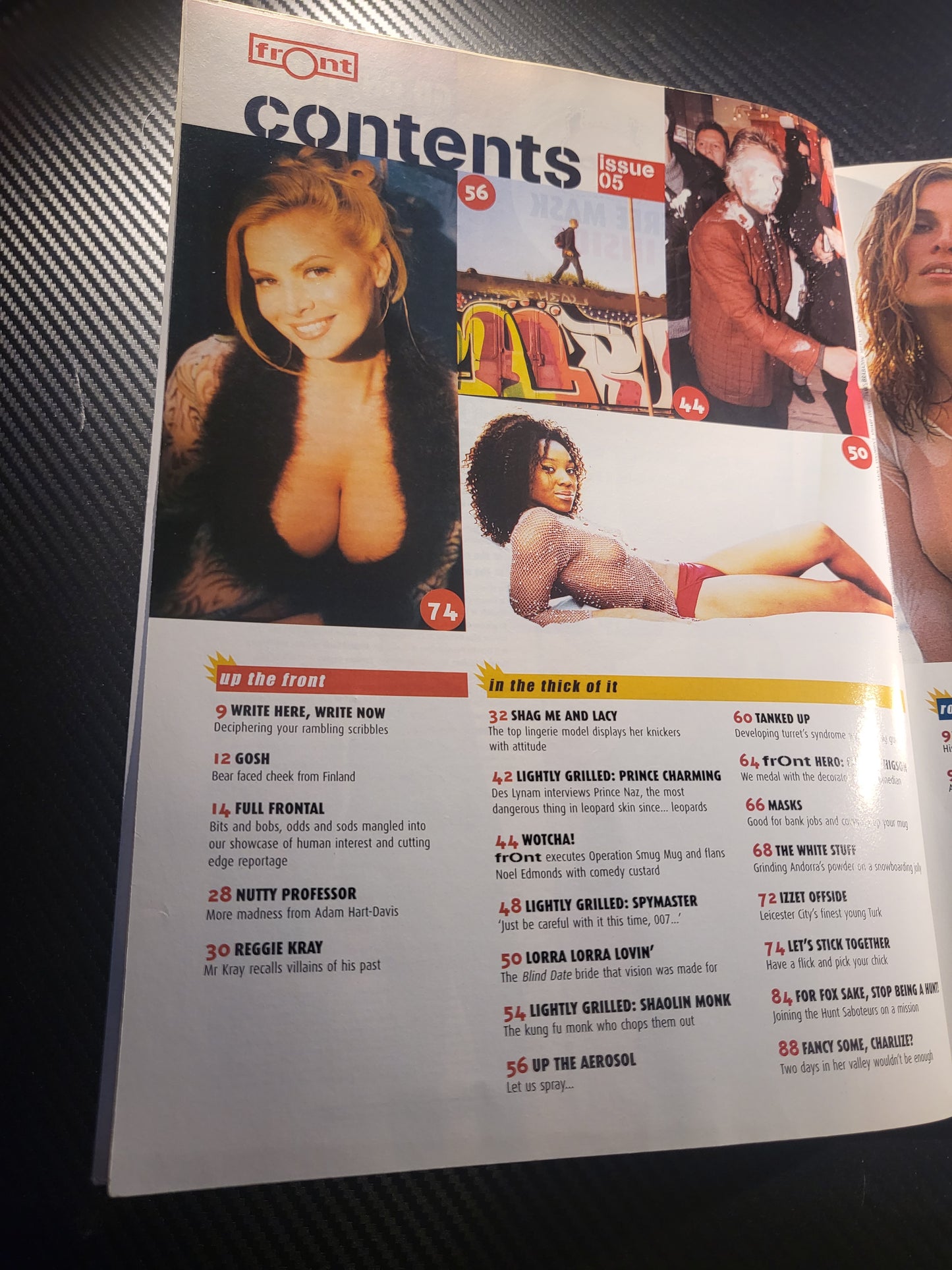Front Magazine March 1999 Issue 5 (Rare)(967) Frederique POSTER Charlize Theron Des Lynam Mask