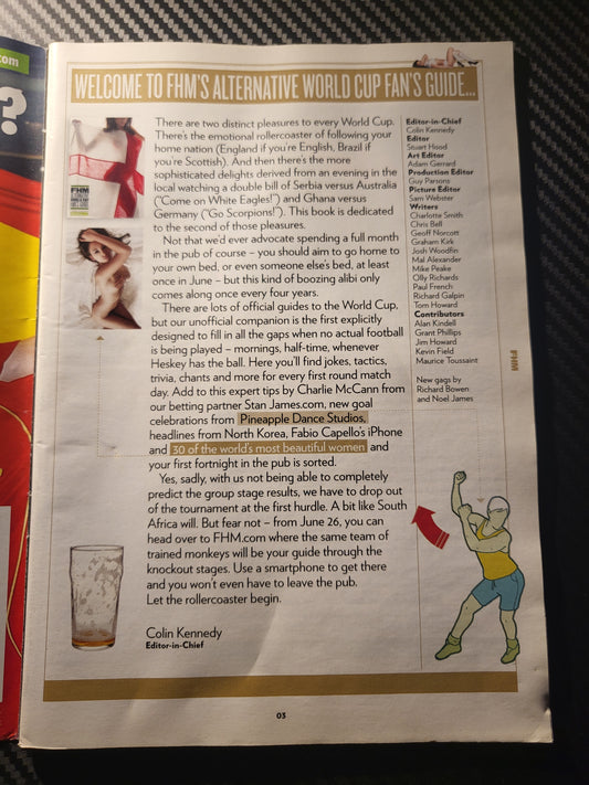 FHM Magazine Supplement  Alternative World Cup Fans Guide (982) Rosie Jones Katarina Jurkovic