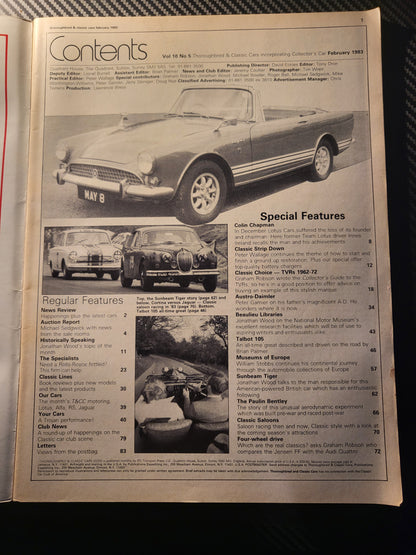 Classic Cars Magazine February 1983 (986) Talbot 105 Sunbeam Tiger