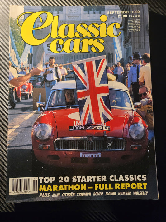 Classic Cars Magazine September 1989 (986)  SIX 60'S CLASSICS, MINI 30TH BIRTHDAY