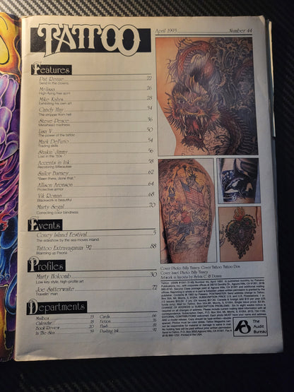 Tattoo Magazine April 1993 (994)(Rare) Marty Holcomb Joe Satterwaite Candy Hay