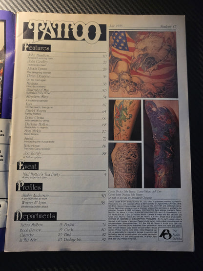 Tattoo Magazine July 1993 (994)(Rare) Shane Anderson Alexis Lyman John Godley