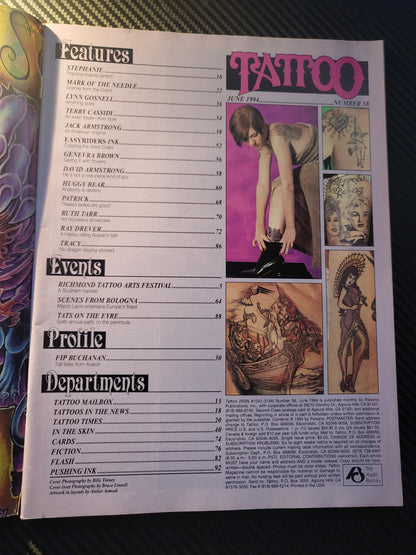 Tattoo Magazine June 1994 (995)(Rare) Fib Buchana Lynn Gosnell huggy Bear