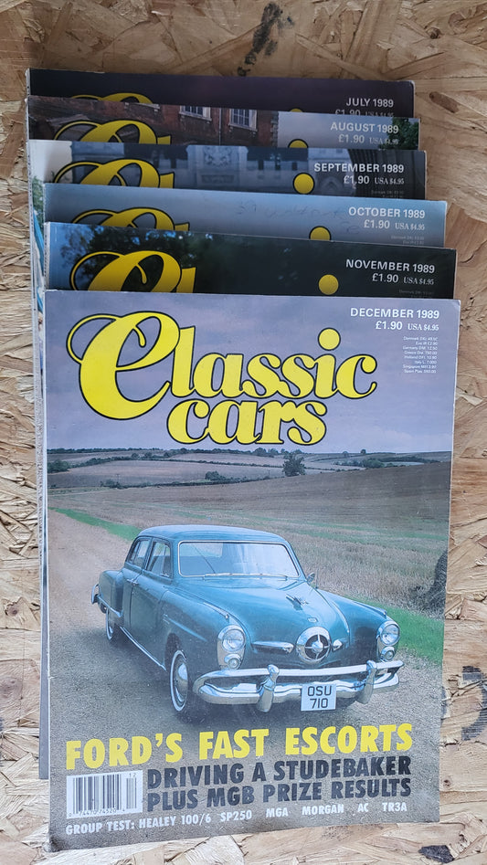6x Classic Car Magazines July to December 1989 Bundle/Job Lot (0037) Healey 100/6 SP250 TR3A