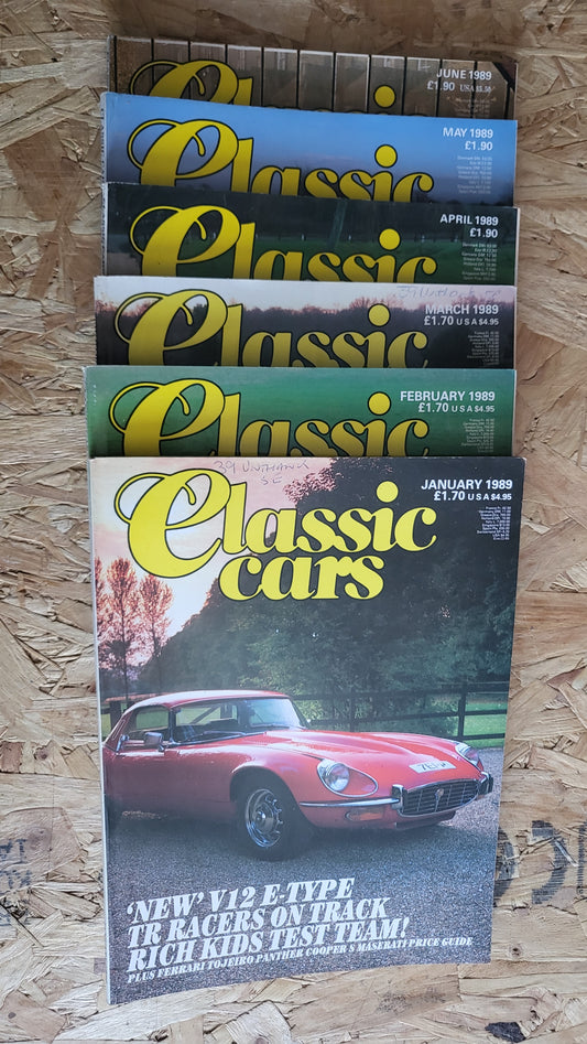6x Classic Car Magazines January to June 1989 Bundle/Job Lot (0038) GT6 V12 E-Type