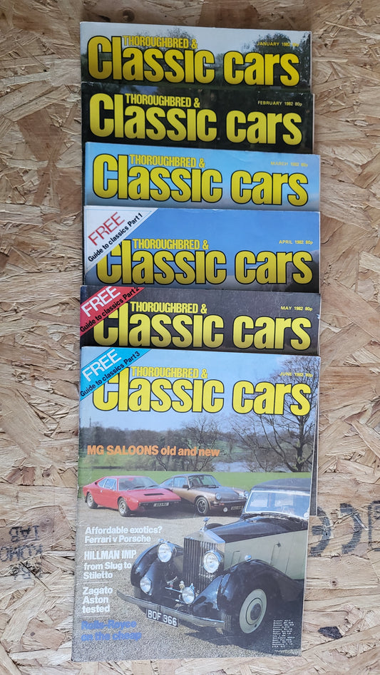 6x Thoroughbred & Classic Car Magazines January to June 1982 Bundle/Job Lot (0039) Hillman IMP Zagato Aston