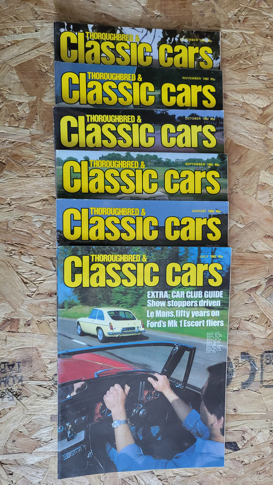 6x Thoroughbred & Classic Car Magazines July to December 1982 Bundle/Job Lot (0040) Datsun 240Z Saab 96 Lotus Elite