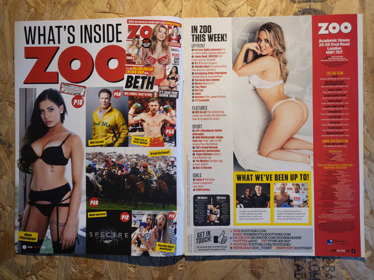 Zoo Magazine 10-16 April 2015 (RARE)(1010) Chole Etherington Bethany Spiby Emma K