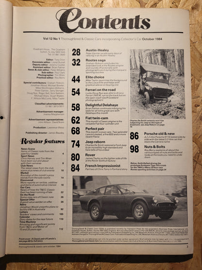 Classic Cars Magazine October 1984 (1013) Porsche 911 Austin-Heally 80s
