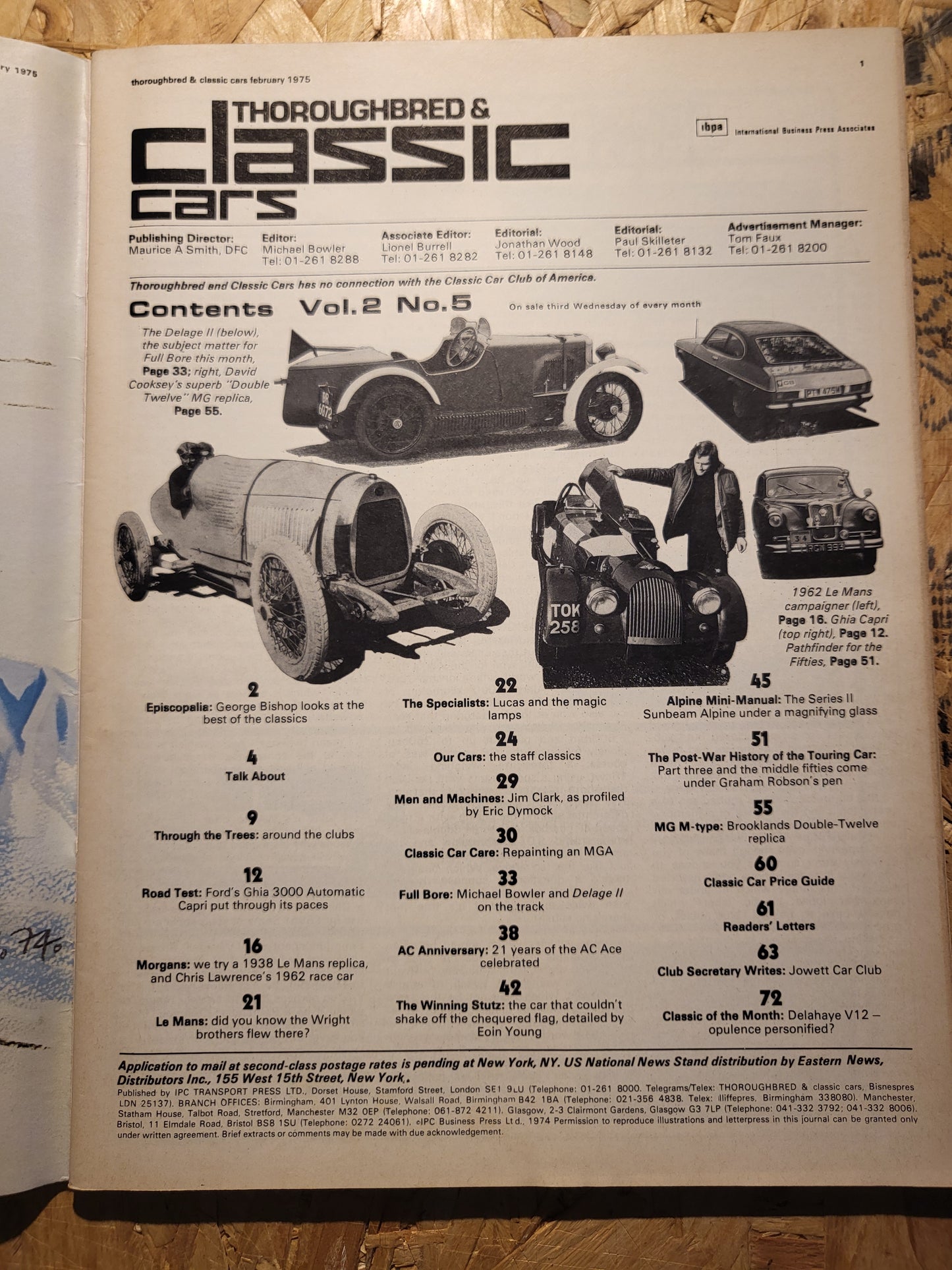 Classic Cars Magazine February 1975 (1015) MGM-Type Capri 2 Stutz, Sunbeam Alpine 2