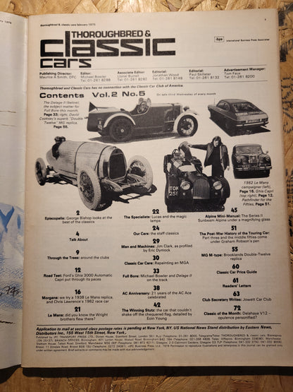 Classic Cars Magazine February 1975 (1015) MGM-Type Capri 2 Stutz, Sunbeam Alpine 2