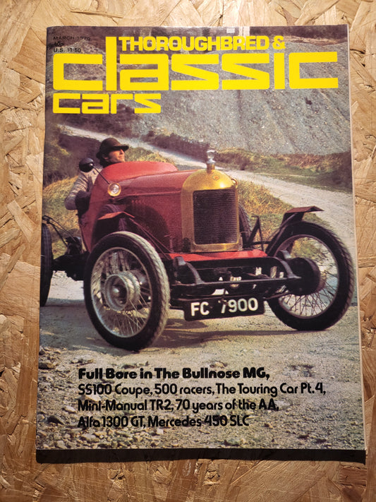 Classic Cars Magazine March 1975 (1015) SS100 Coupe Mini-Manual TR2 Alfa 1300 GT Mercedes 450 SLC
