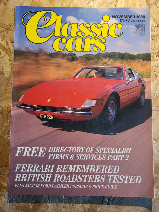 Classic Cars Magazine November 1988 (1019) Enzo Ferrari Jaguar Ford