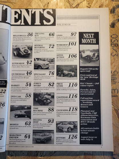 Classic Cars Magazine July 1988 (1019) AC Ace MGA Twin Cam Mini Cooper