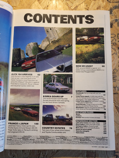 What Car Magazine December 1988 (1021)(RARE) Ford Escort 1.6 Ghia Alfa 164 Sierra Cosworth