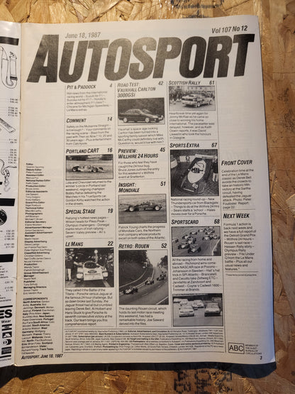 Autosport Magazine 18 June 1987 (1035) Vauxhall Carlton 3000GSi Mondiale