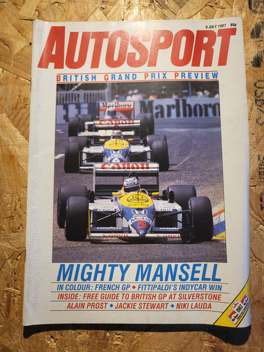 Autosport Magazine 9 July 1987 (1035) Alain Prost Jackie Stewart Niki Lauda