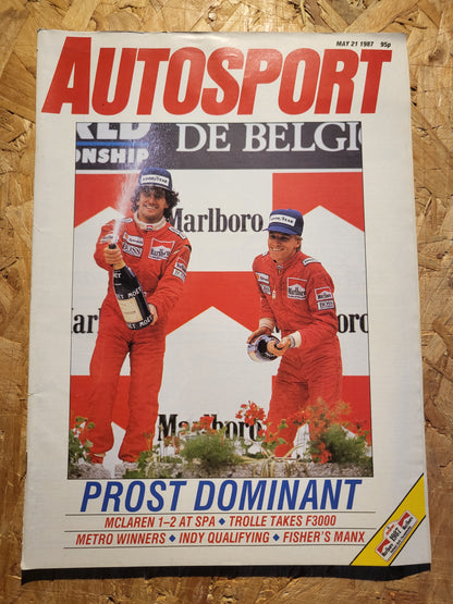Autosport Magazine 21 May 1987 (1035) McLaren 1-2 Indy 500 Spa F3000