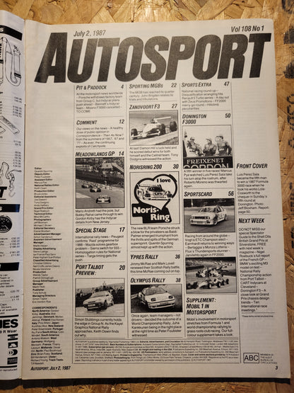 Autosport Magazine 2 July 1987 (1035) Damon Hill Zandvoort F3
