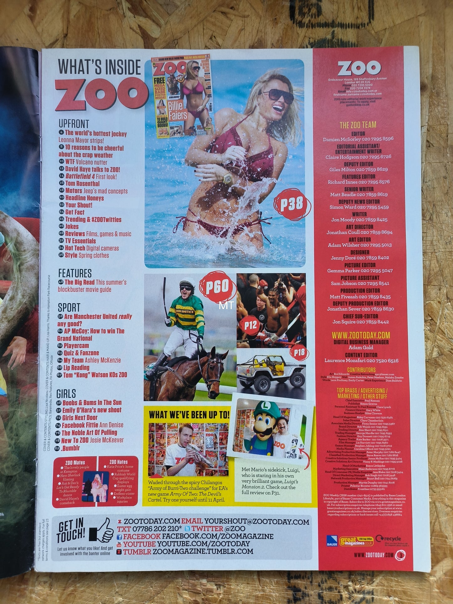 ZOO Magazine 5-11 April 2013 (1052) POSTER Billie Faiers Alice Goodwin Leah Francis