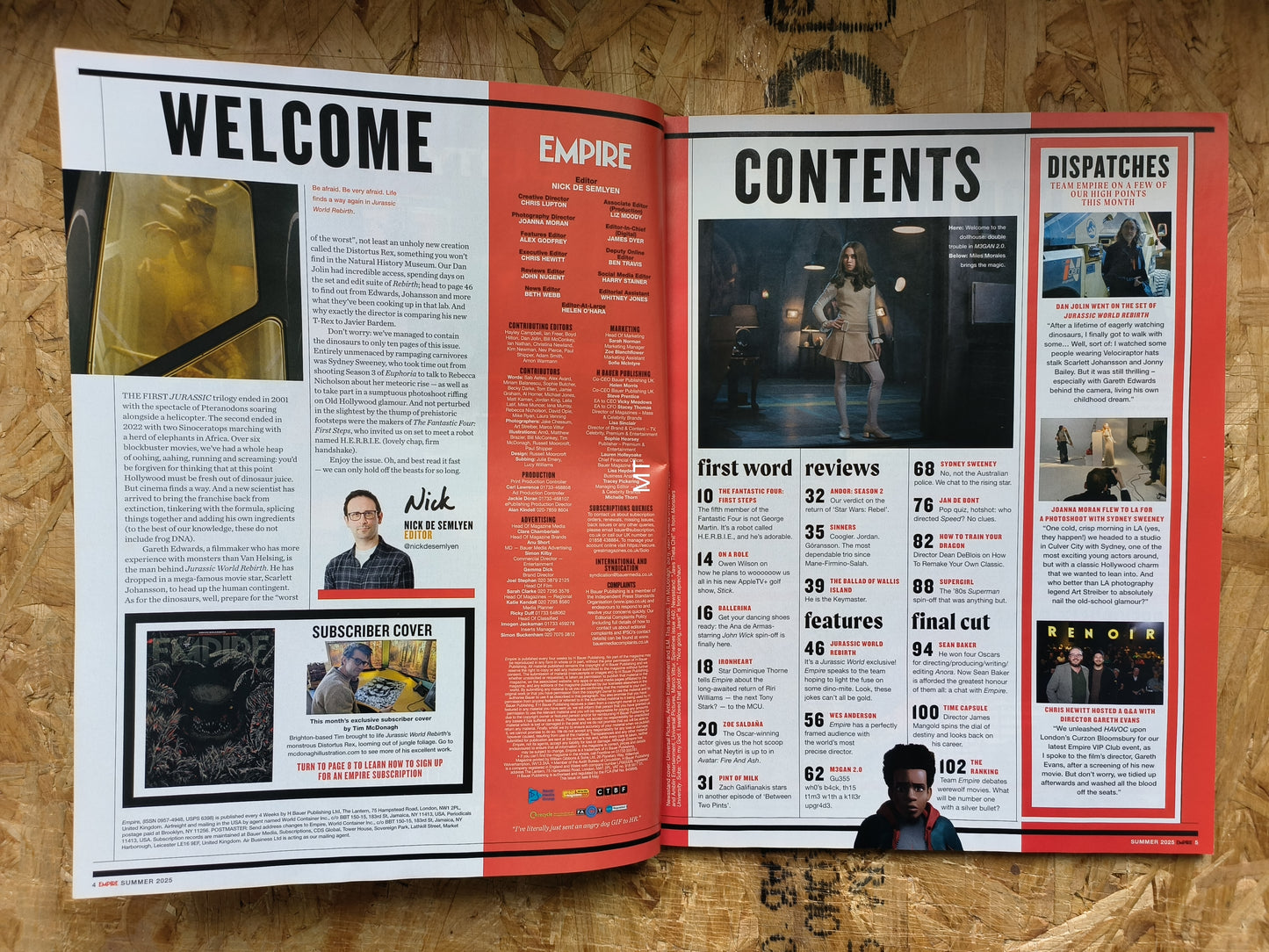 EMPIRE Magazine Summer 2025 SUBSCRIBER (1063) Jurassic World: Rebirth M3GAN 2.0 Sydney Sweeney